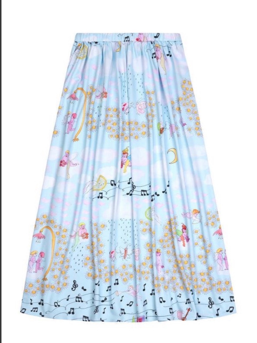 Dauphinette whimsical fairy musical pastel drawing midi skirt with elastic band